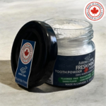 fresh mint fluoride free tooth powder 15 g | made in canada on cap