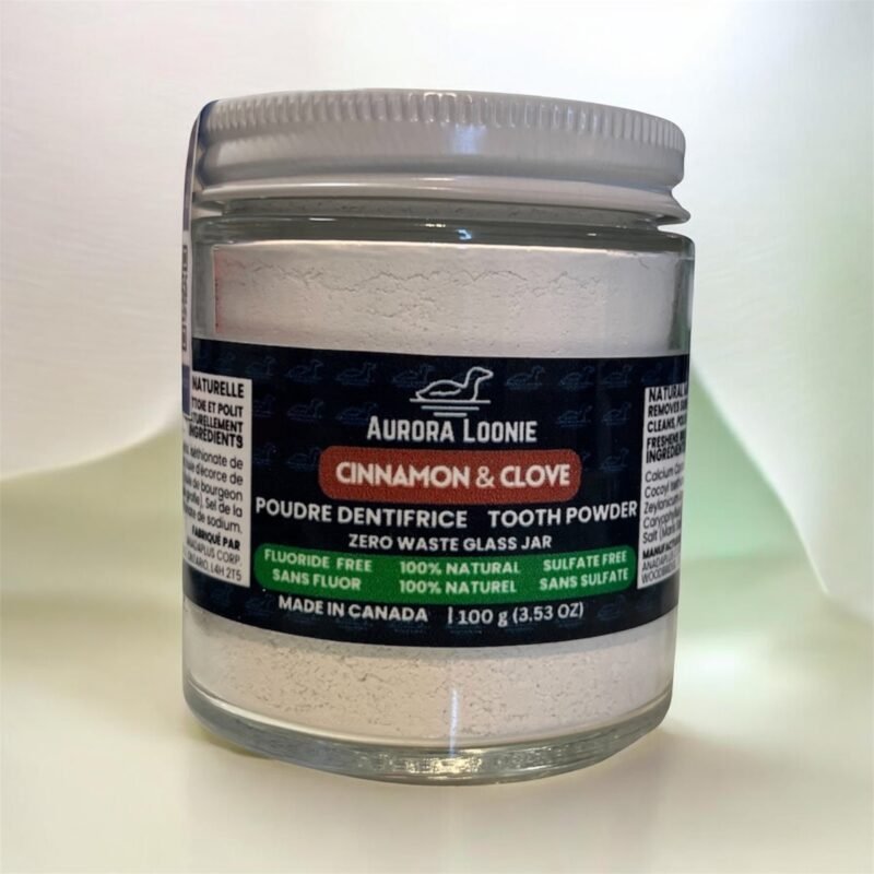 Cinnamon & Clove Fluoride-Free Natural Mineral Tooth Powder 100 g Made in Canada Powdered Toothpaste