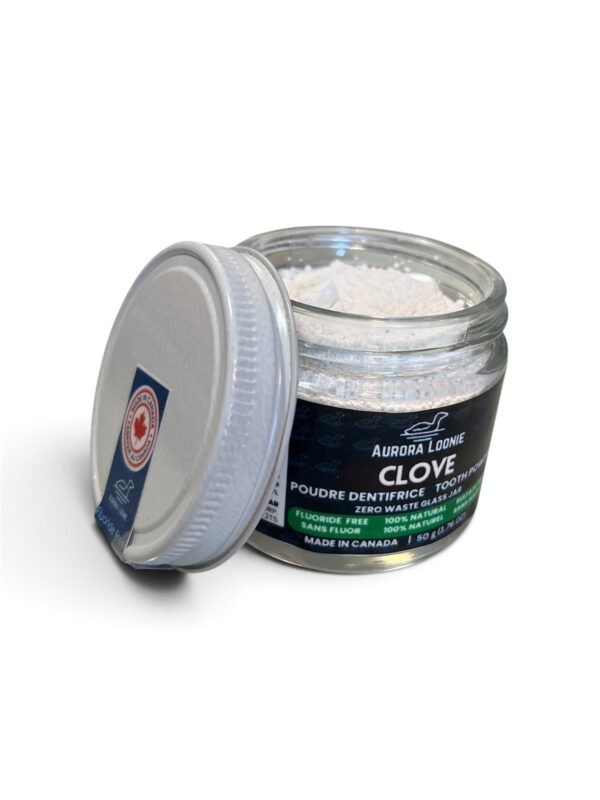 clove fluoride free natural mineral tooth powder | made in canada powdered toothpaste