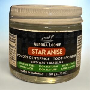 star anise fluoride free natural mineral tooth powder made in canada powdered toothpaste colour background