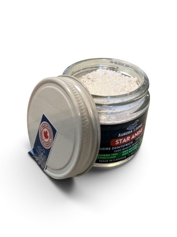 star anise fluoride free natural mineral tooth powder | made in canada powdered toothpaste