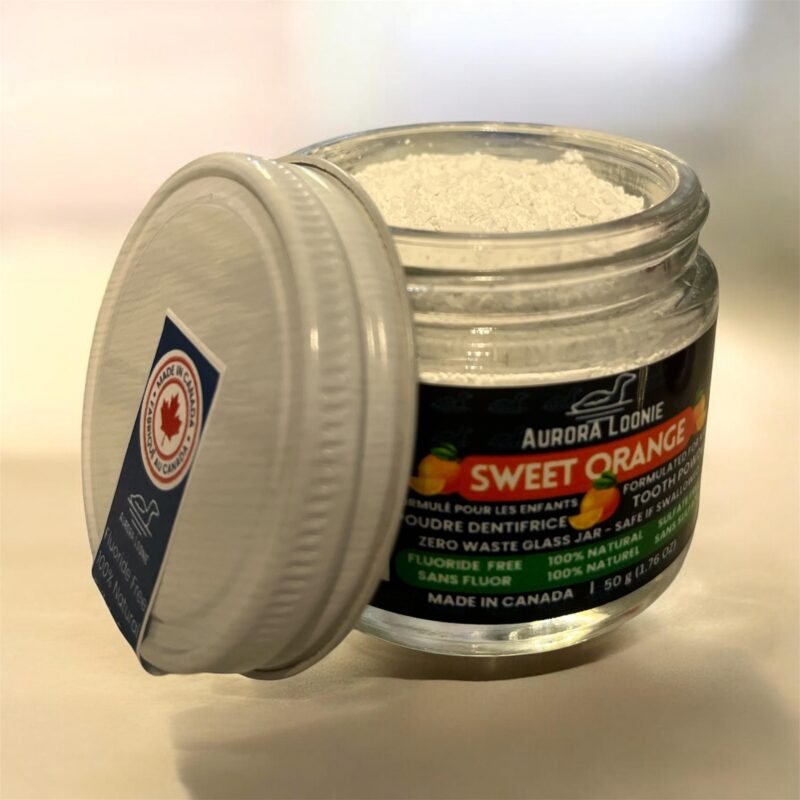sweet orange formulated for kids fluoride free natural mineral tooth powder | made in canada